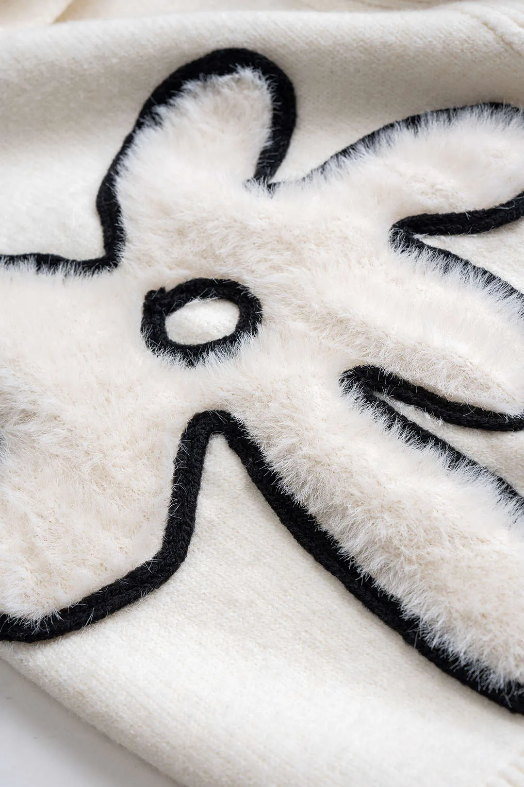 Knit Contrast Flower Applique V-Neck Button Cardigan sold by Micas product image thumbnail 5