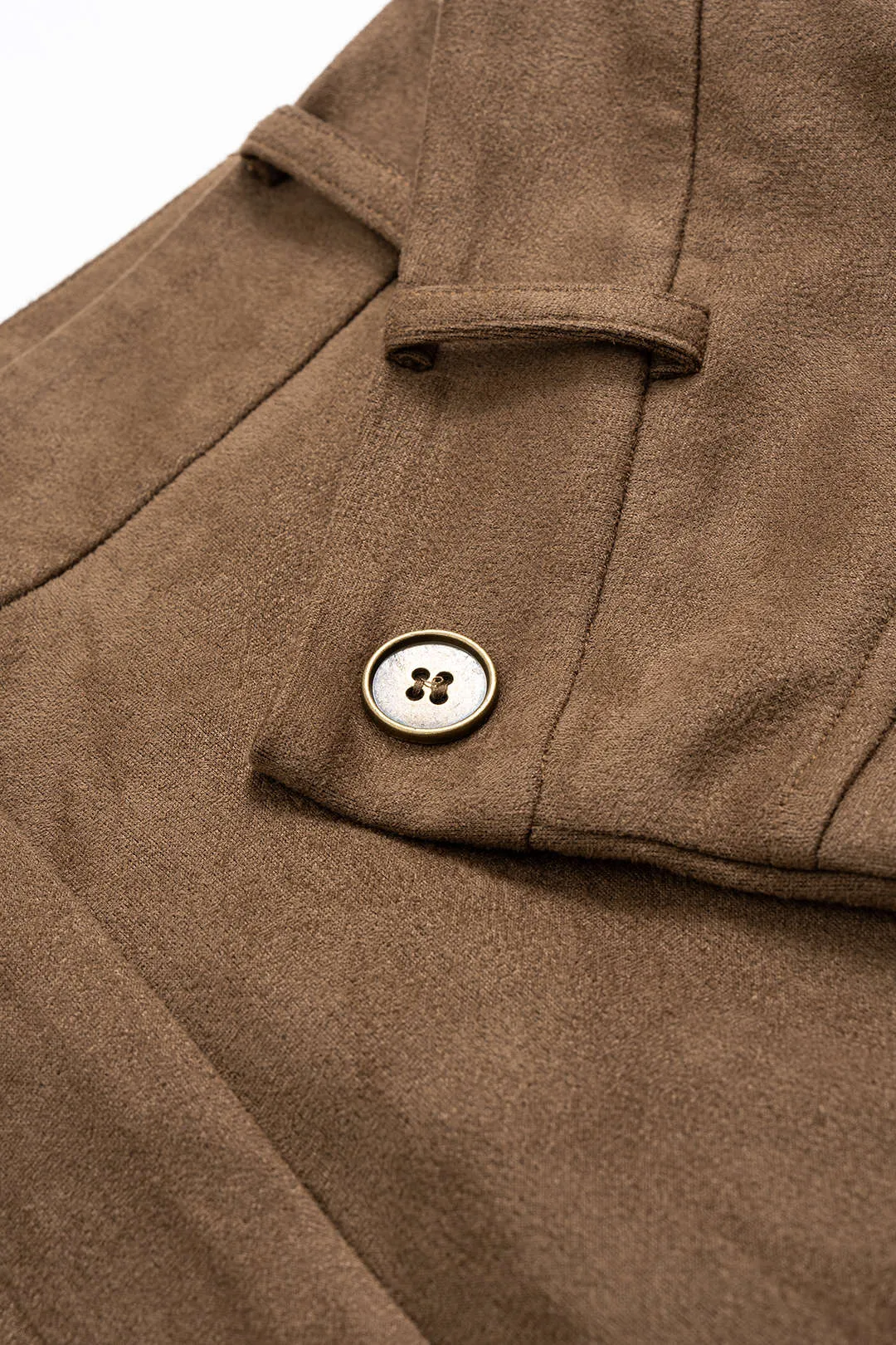 Suede Double Waistband Fake Pocket Straight Leg Pants sold by Micas product image thumbnail 3