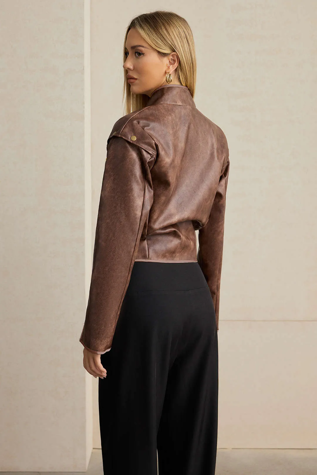 Faux Leather Pocket Zipper Jacket sold by Micas product image thumbnail 4