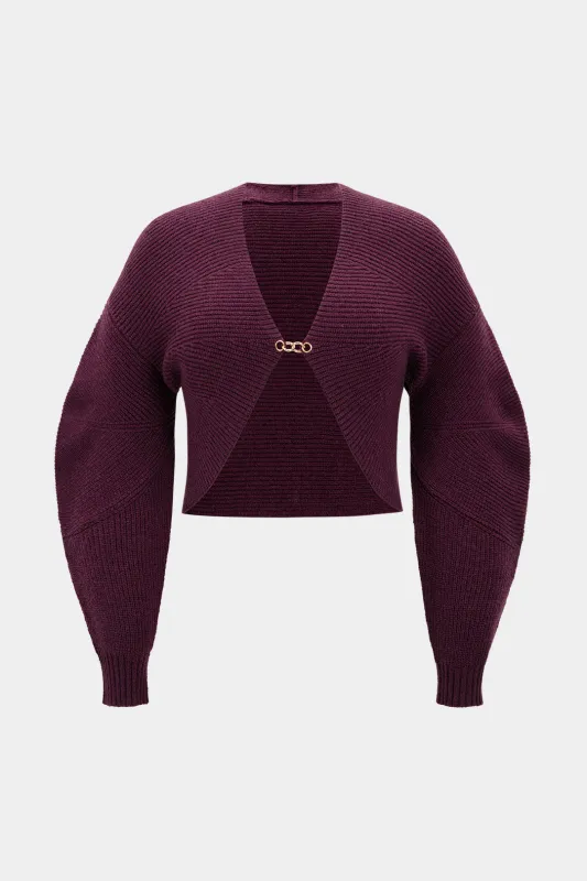 Plus Size Knit V-Neck Metallic Buckle Cardigan sold by Micas