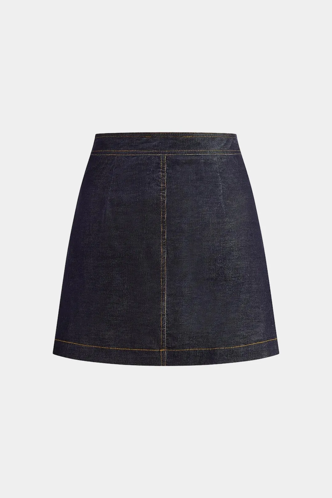 Denim Metallic Button Mini Skirt sold by Micas product image thumbnail 2