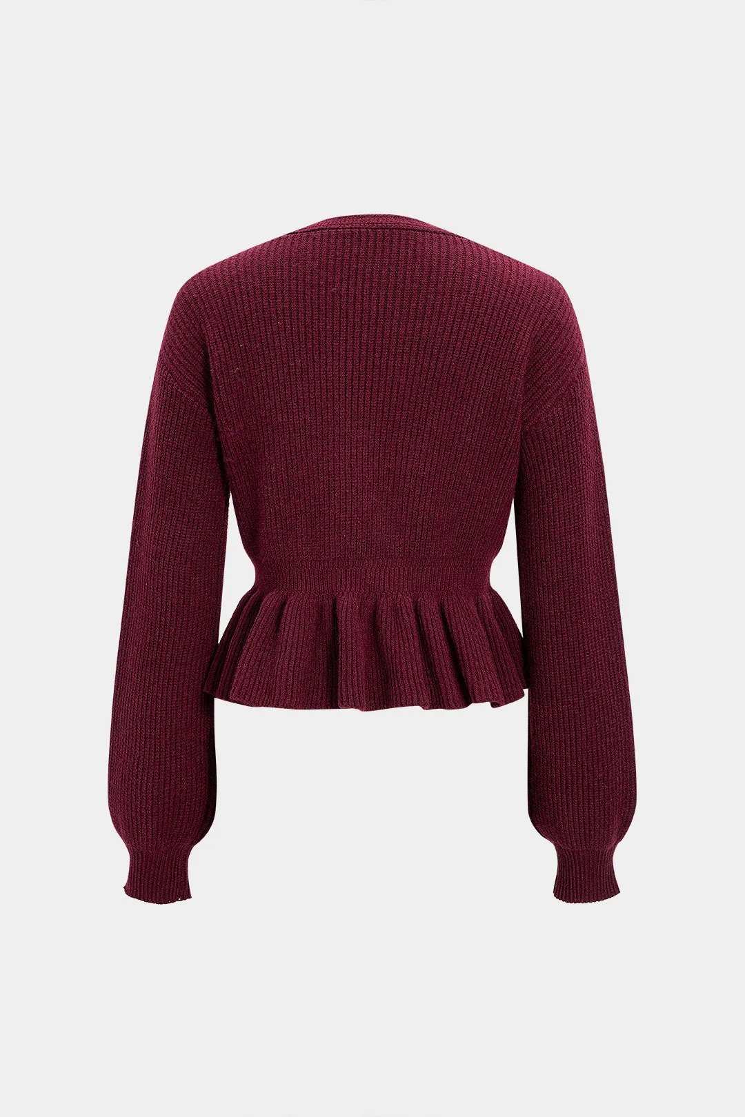 Knit Ruffle Hem Metallic Button Cardigan sold by Micas product image thumbnail 2