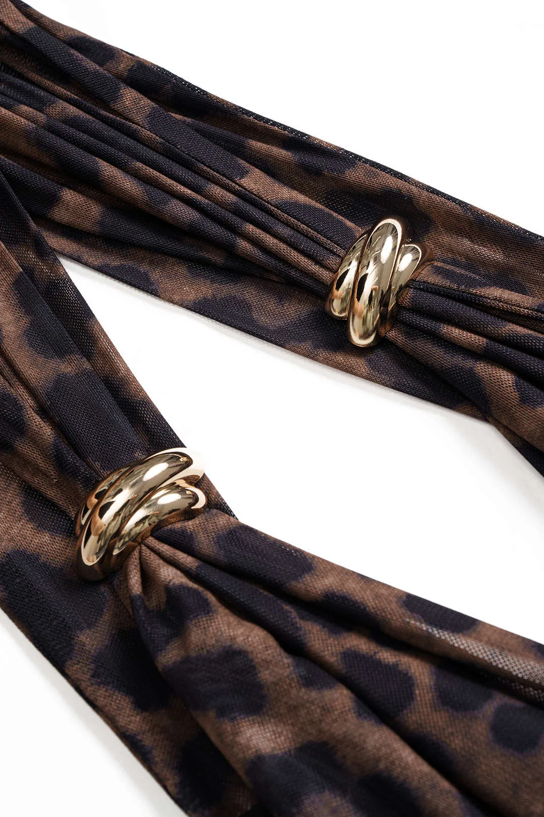 Plus Size Leopard Print Mesh V-Neck Metallic Decor Sleeveless Mini Dress sold by Micas product image thumbnail 3