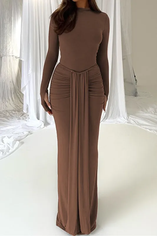 Ruched Strappy Long Sleeve Maxi Dress sold by Micas