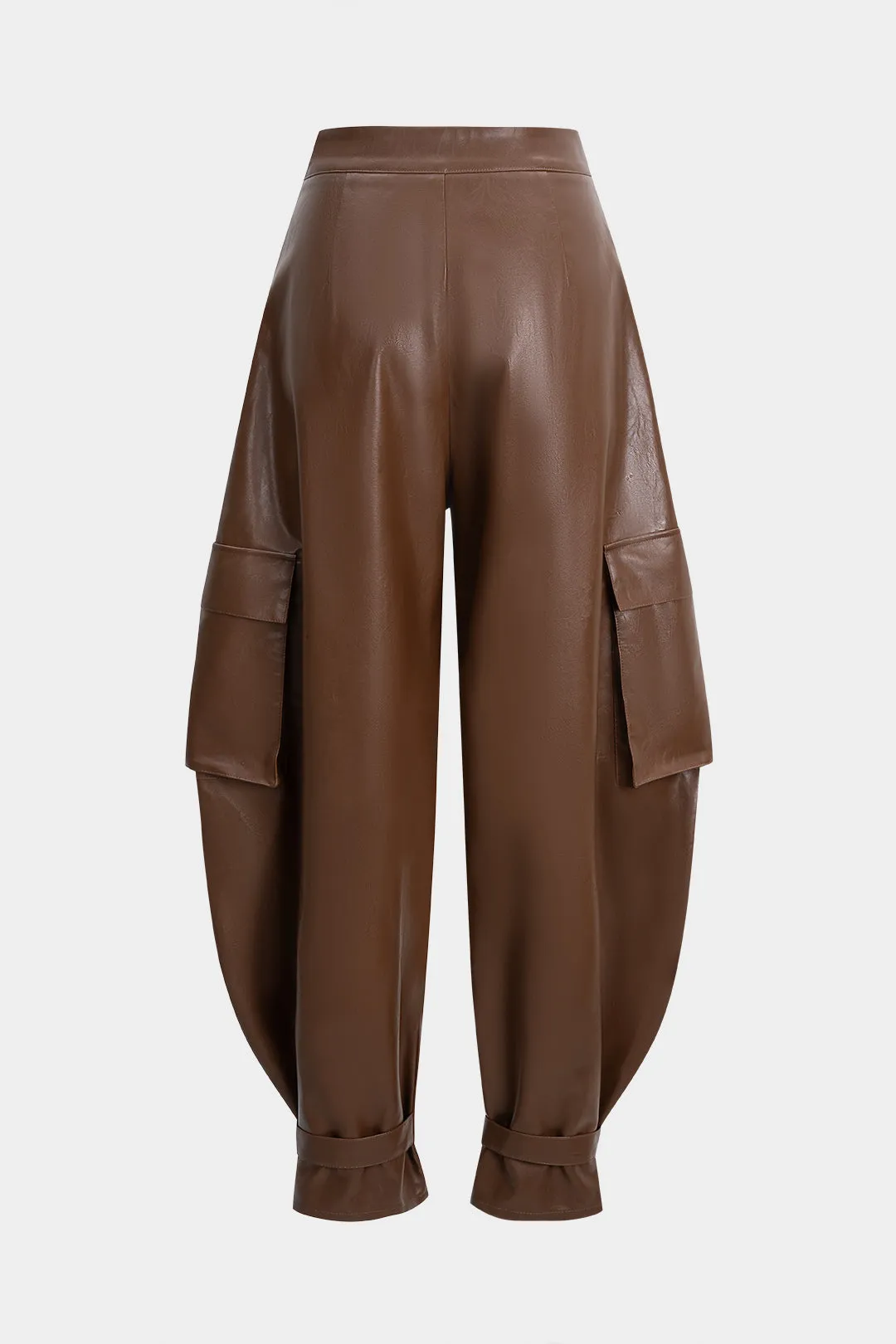 Faux Leather Ruched Pocket Wide Leg Pants sold by Micas product image thumbnail 2