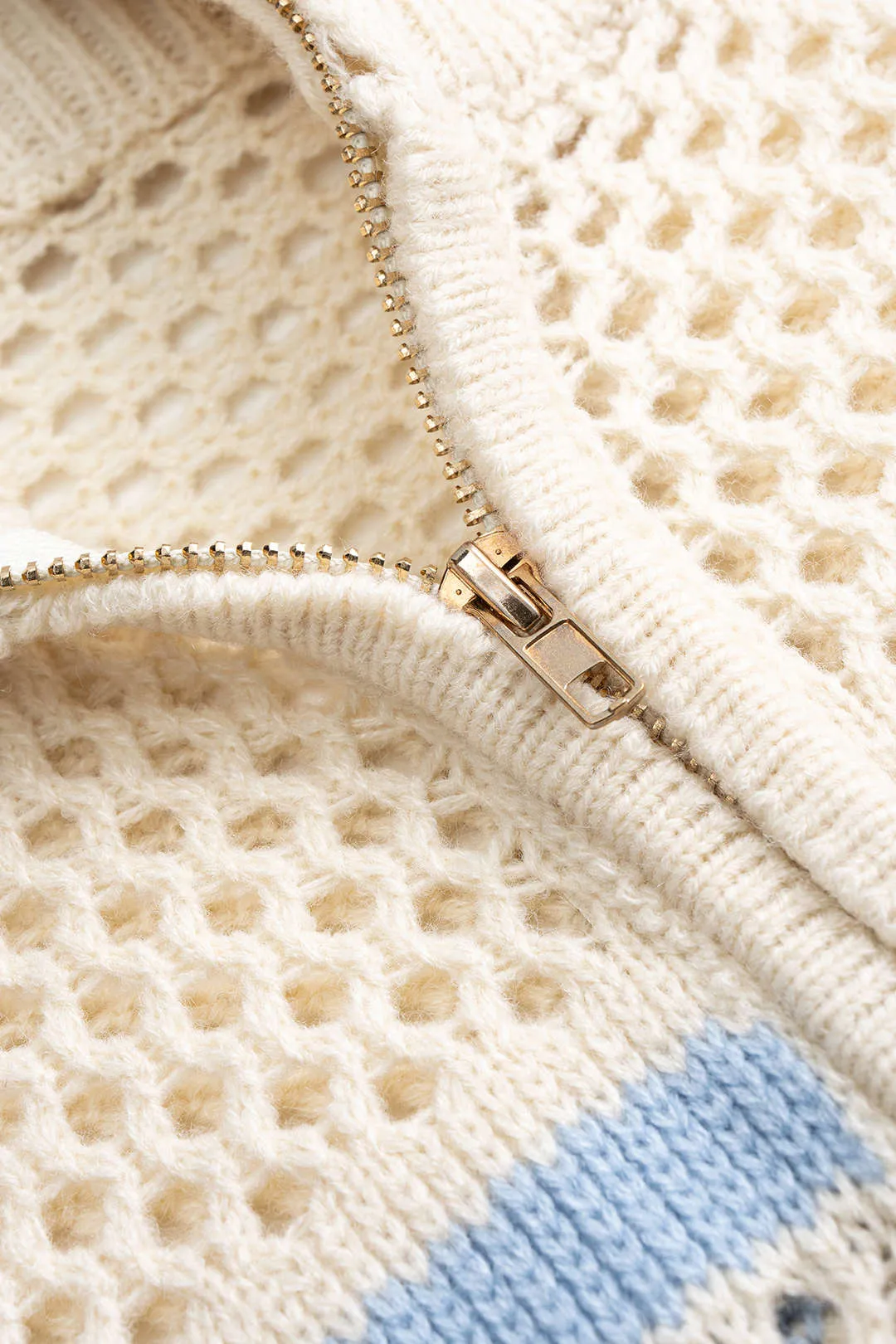 Knit Contrast Cut Out Zipper Cardigan sold by Micas product image thumbnail 3