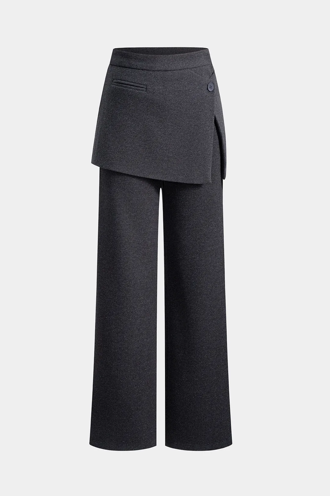 Asymmetrical Button Straight Leg Pants sold by Micas
