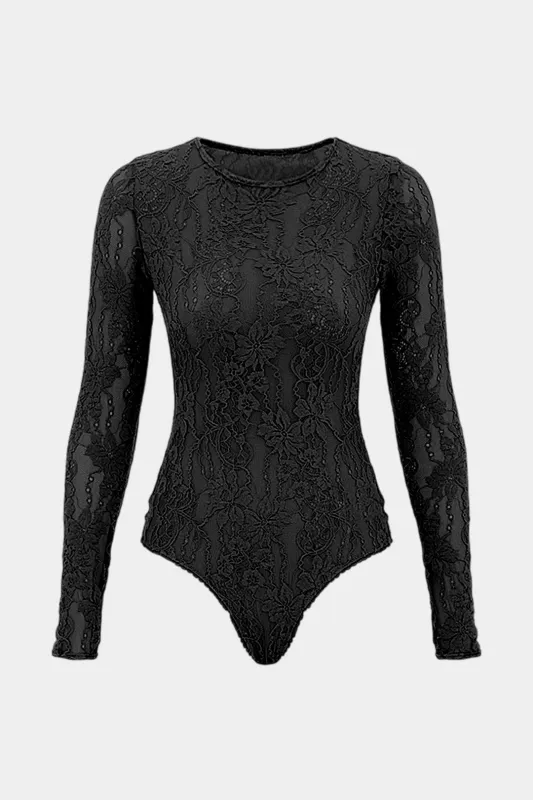 Floral Lace Long Sleeve Bodysuit sold by Micas