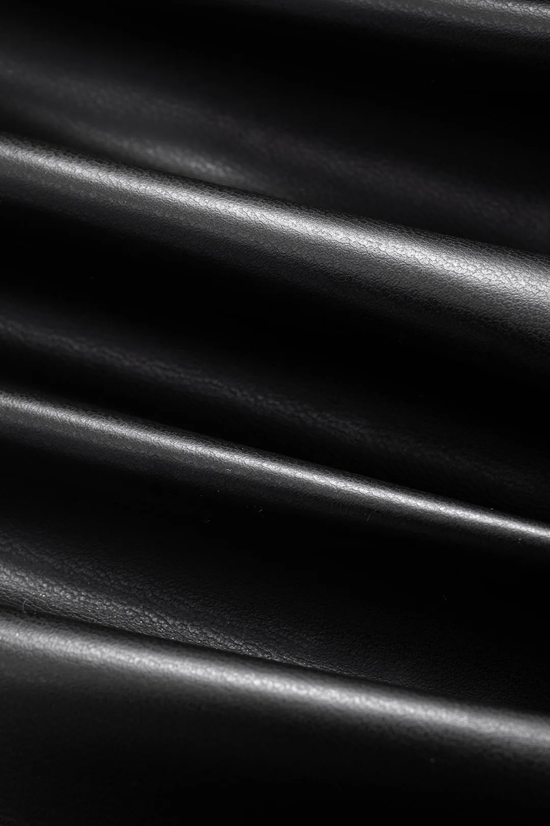 Faux Leather Metallic Chain Crossed Ruched Long Sleeve Mini Dress sold by Micas product image thumbnail 3