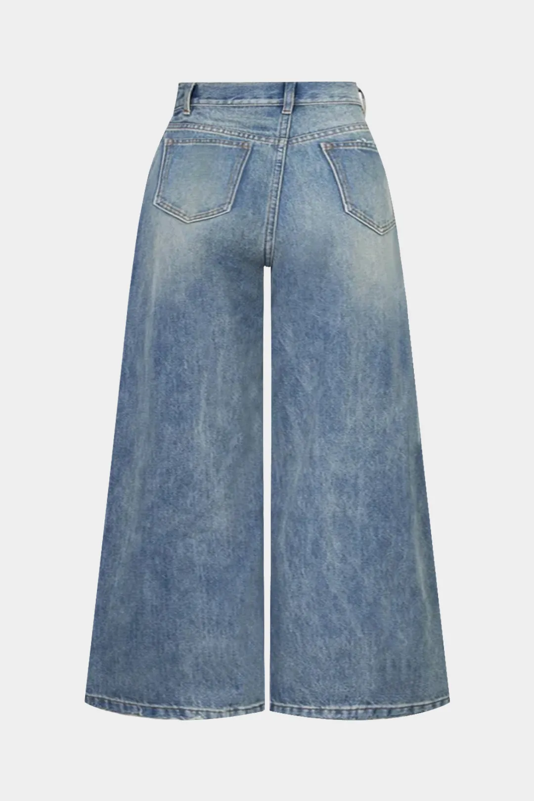 Plus Size Denim Asymmetrical Double Waistband Jeans sold by Micas product image thumbnail 2