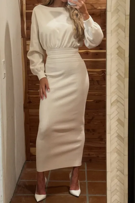 Ruched Long Sleeve Maxi Dress sold by Micas