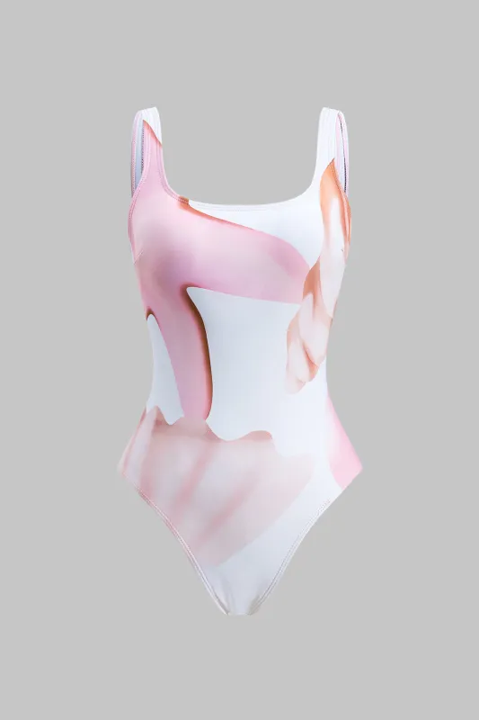 Hawaiian Pattern Print Backless One-Piece Swimsuit sold by Micas