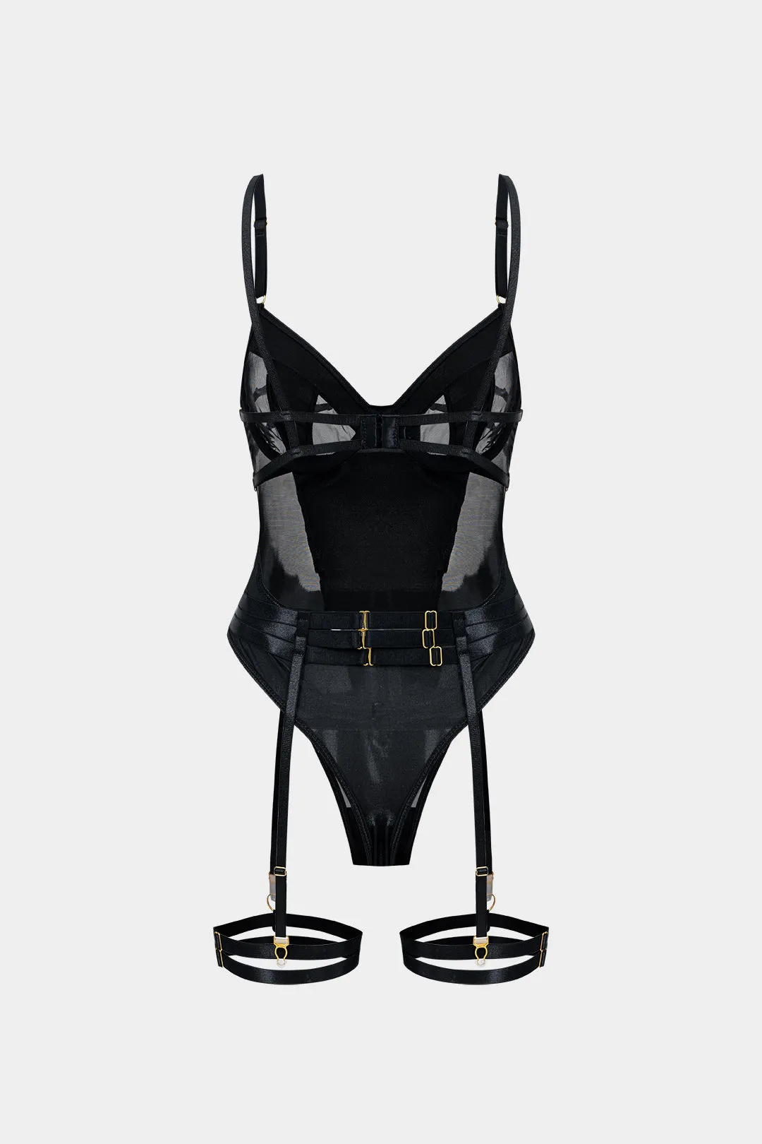Mesh Metallic Belted Bustier Lingerie Garter Set sold by Micas product image thumbnail 2