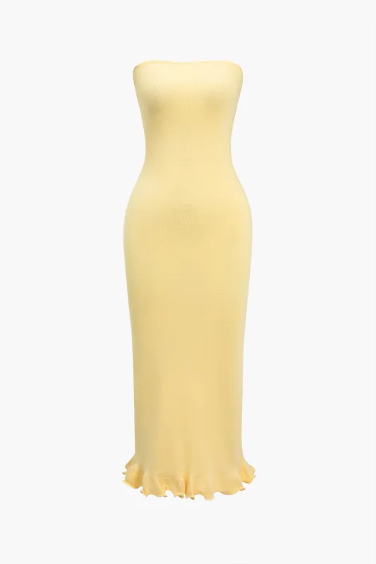 Scallop Edge Strapless Midi Dress sold by Micas