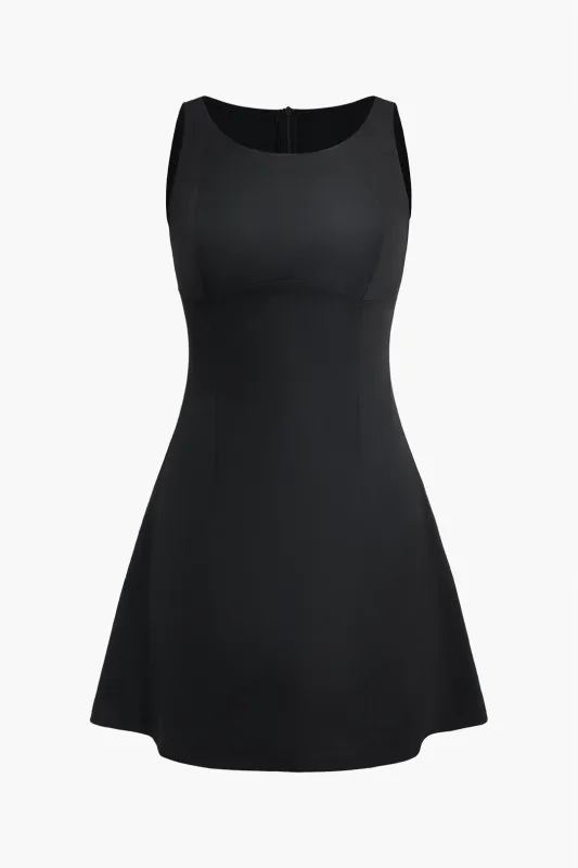 Solid Zipper Sleeveless Mini Dress sold by Micas
