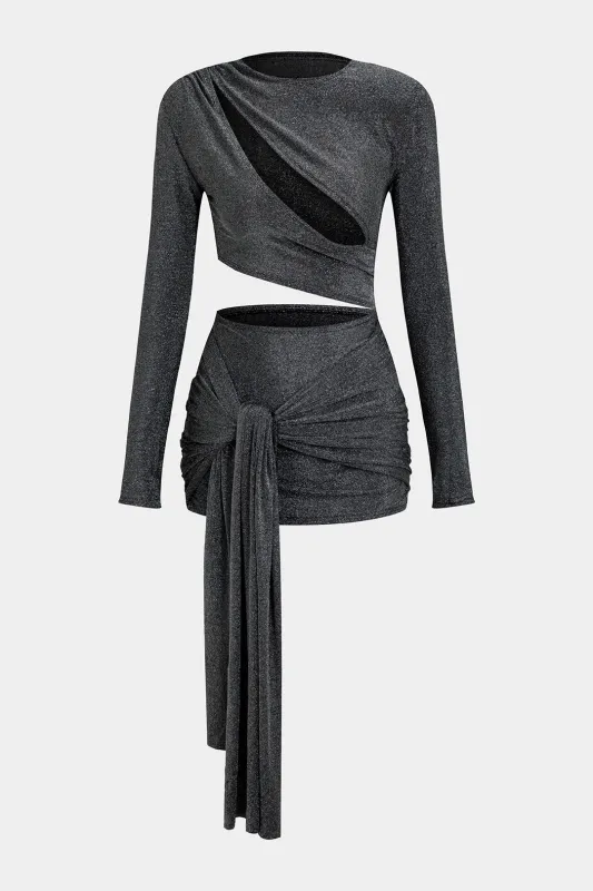 Tie Front Cut Out Long Sleeve Mini Dress sold by Micas