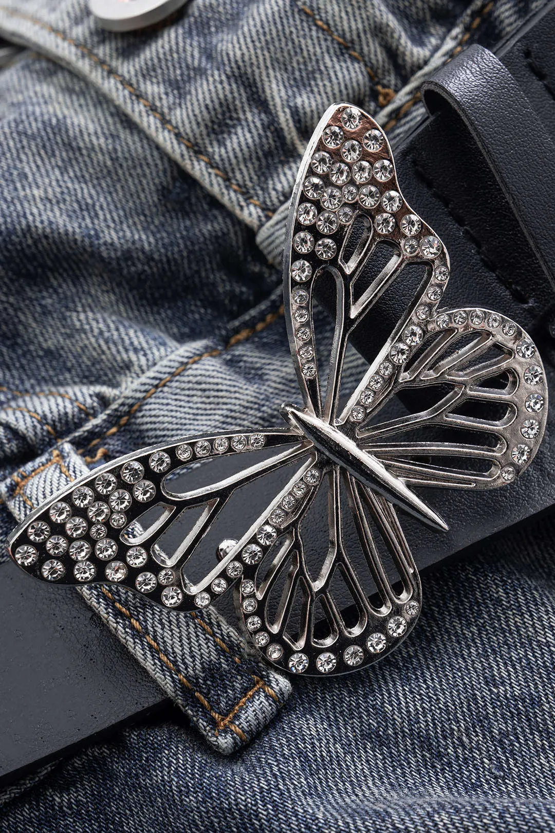 Denim Cut Out Belted Strapless Sleeveless Jumpsuit sold by Micas product image thumbnail 3