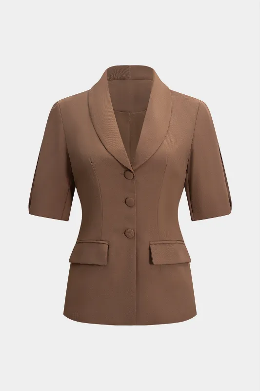 V-Neck Button Short-Sleeve Blazer sold by Micas