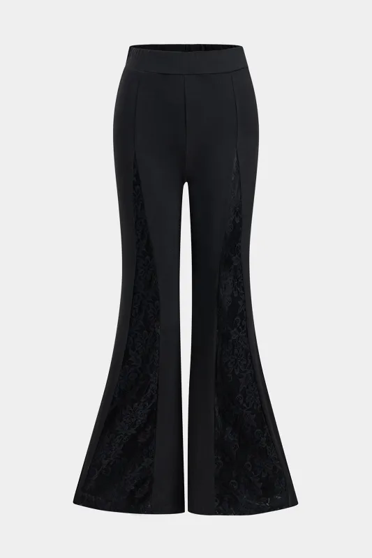 Lace Patchwork High Waist Flared Pants sold by Micas