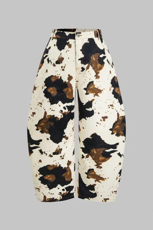 Plus Size Splatter Contrast Print Button Wide Leg Pants sold by Micas