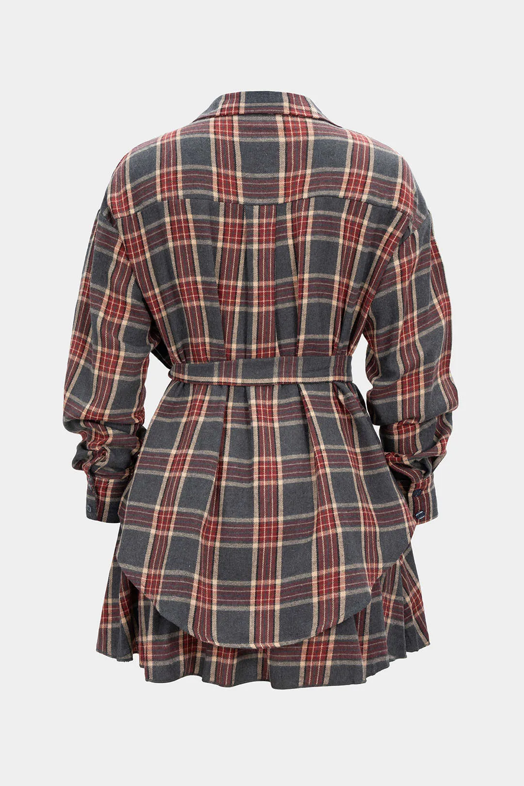 Plaid Print Tie Front Shirt And Pleated Skirt Set sold by Micas product image thumbnail 5