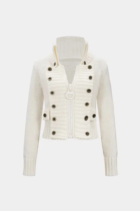 Knit Double Breasted Zipper Cardigan sold by Micas