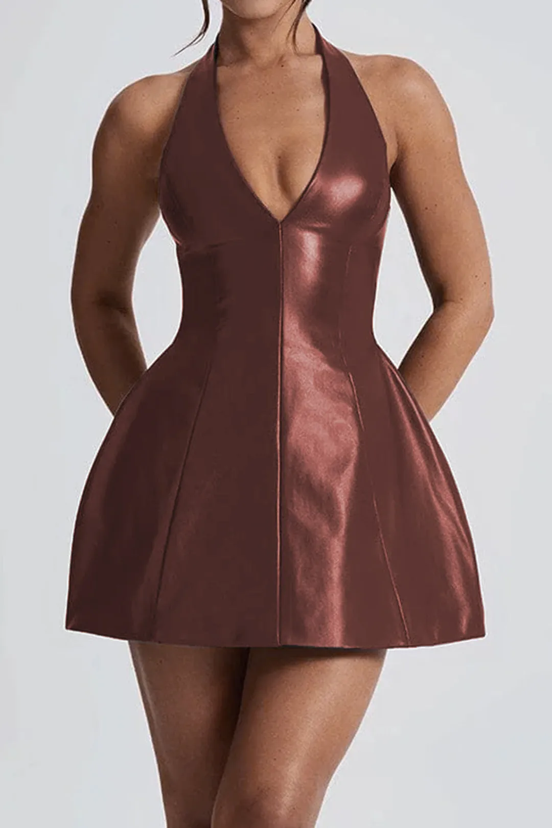 Halter V-Neck Sleeveless Mini Dress sold by Micas product image thumbnail 2