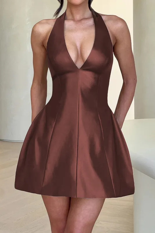 Halter V-Neck Sleeveless Mini Dress sold by Micas