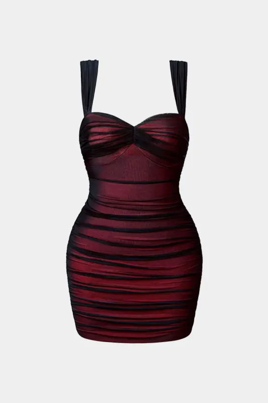 Plus Size Mesh Ruched Sleeveless Mini Dress sold by Micas