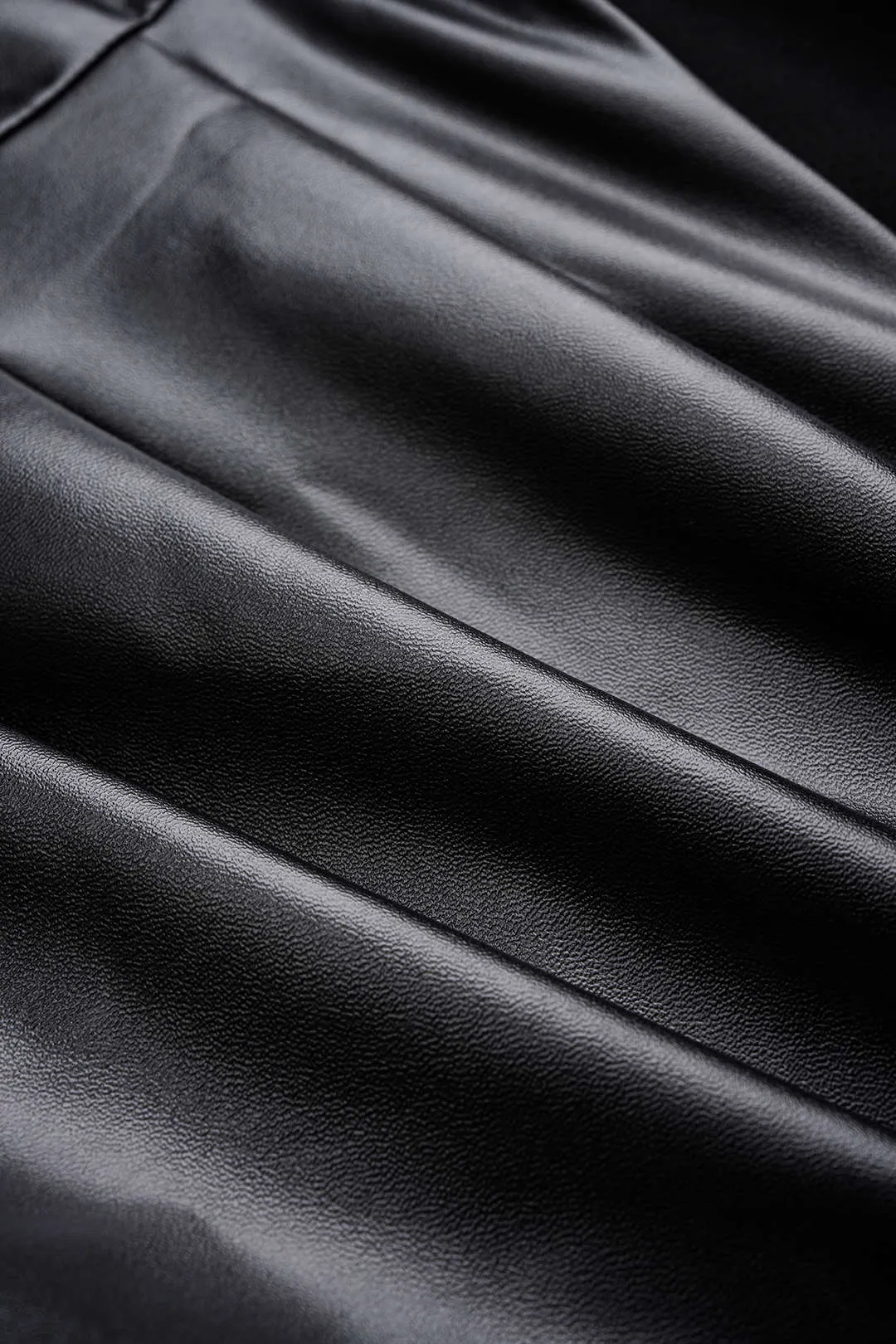 Faux Leather Tie Front Ruched Long-Sleeve Shirt sold by Micas product image thumbnail 3