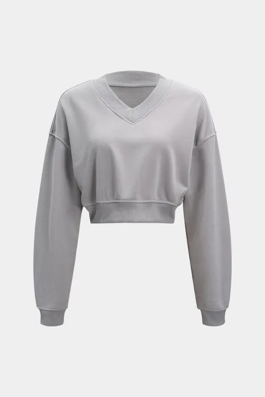 Solid V-Neck Sweatshirt sold by Micas