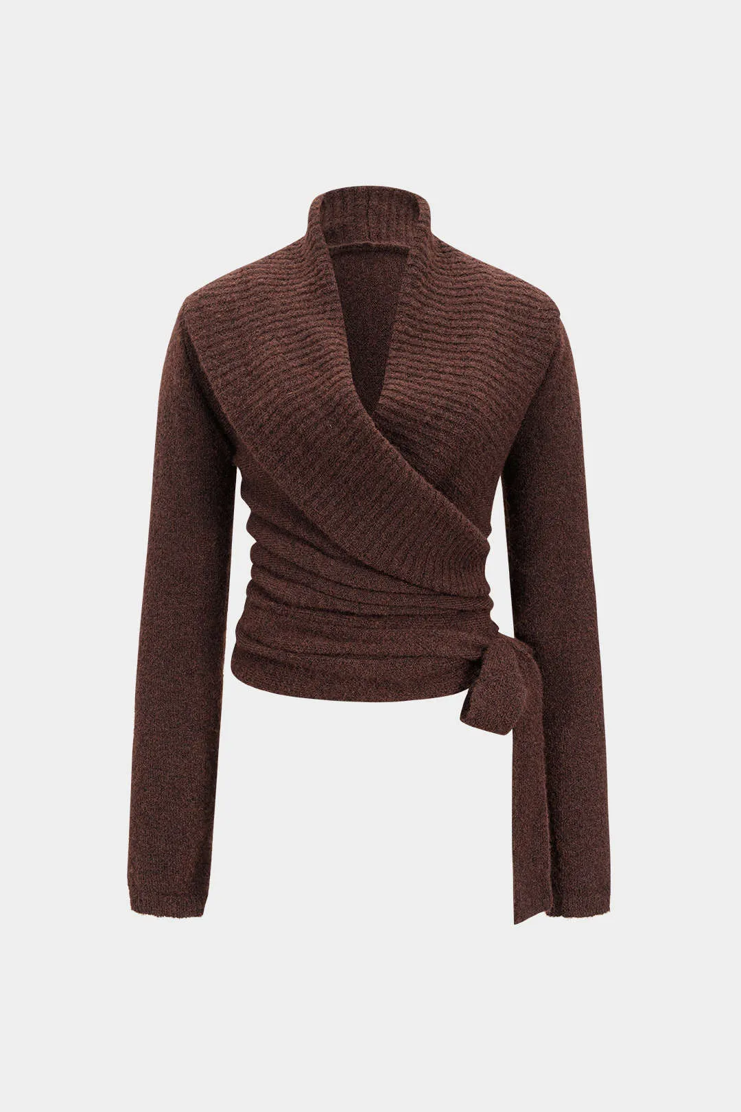 Knit Ribbed Tie-Up Wrap Long Sleeve Cardigan sold by Micas