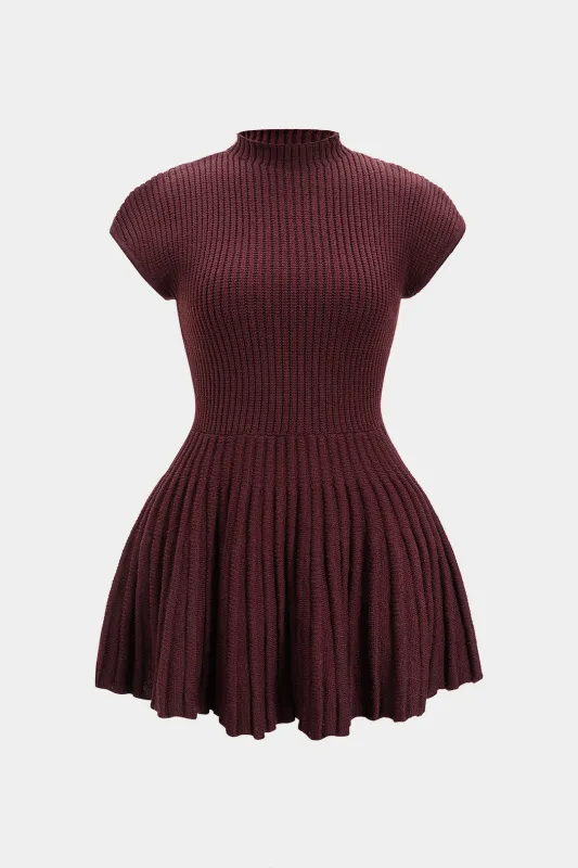 Plus Size Knit Ribbed Round Neck Short Sleeve Dress sold by Micas