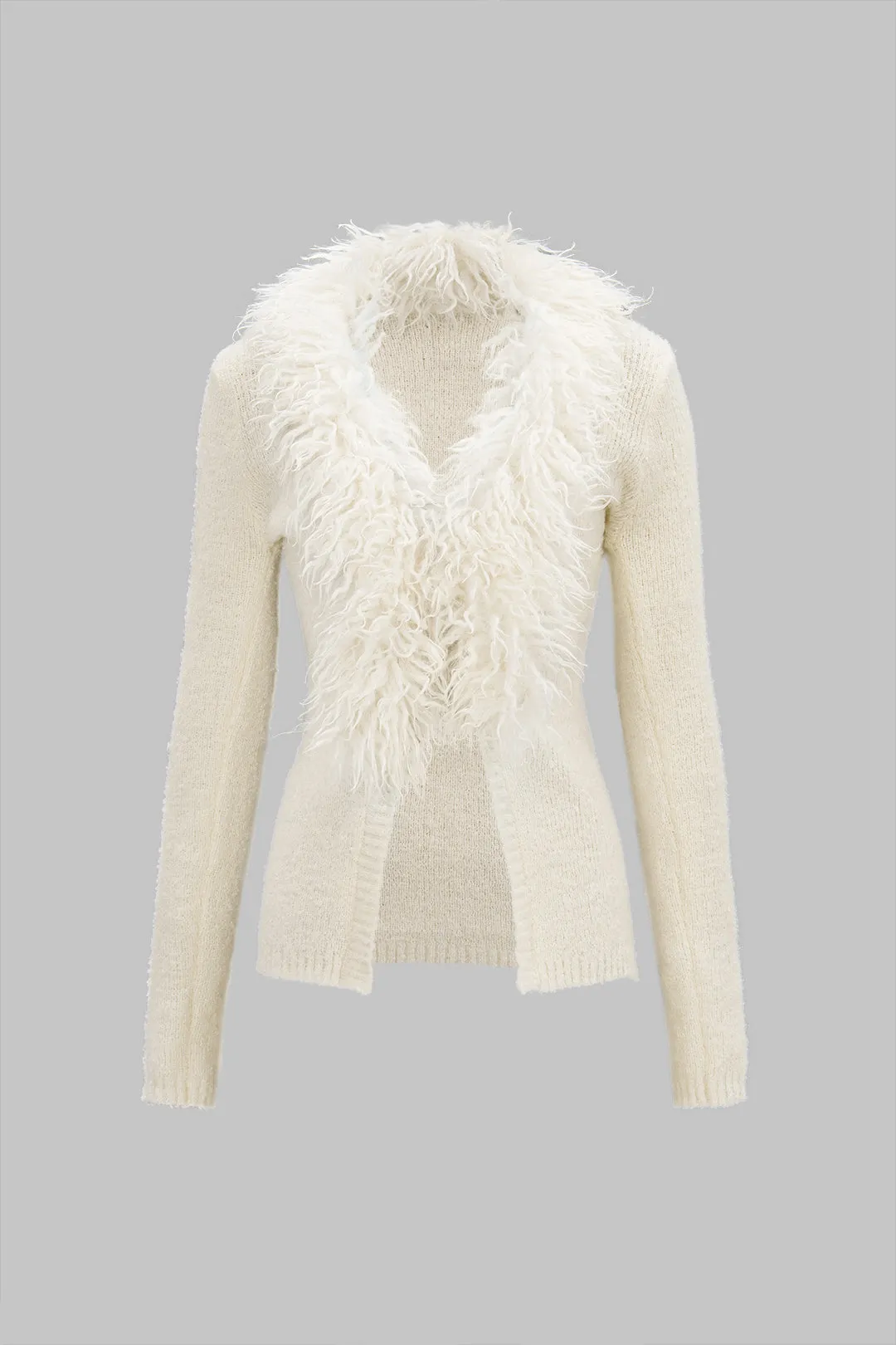 Knit Fringe Fur Long Sleeve Cardigan sold by Micas product image thumbnail 5