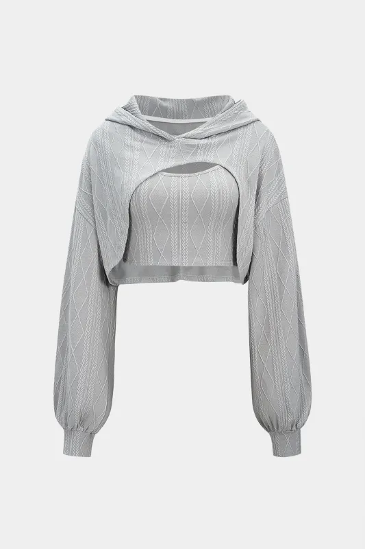 Jacquard Ruched Asymmetrical Hoodie sold by Micas