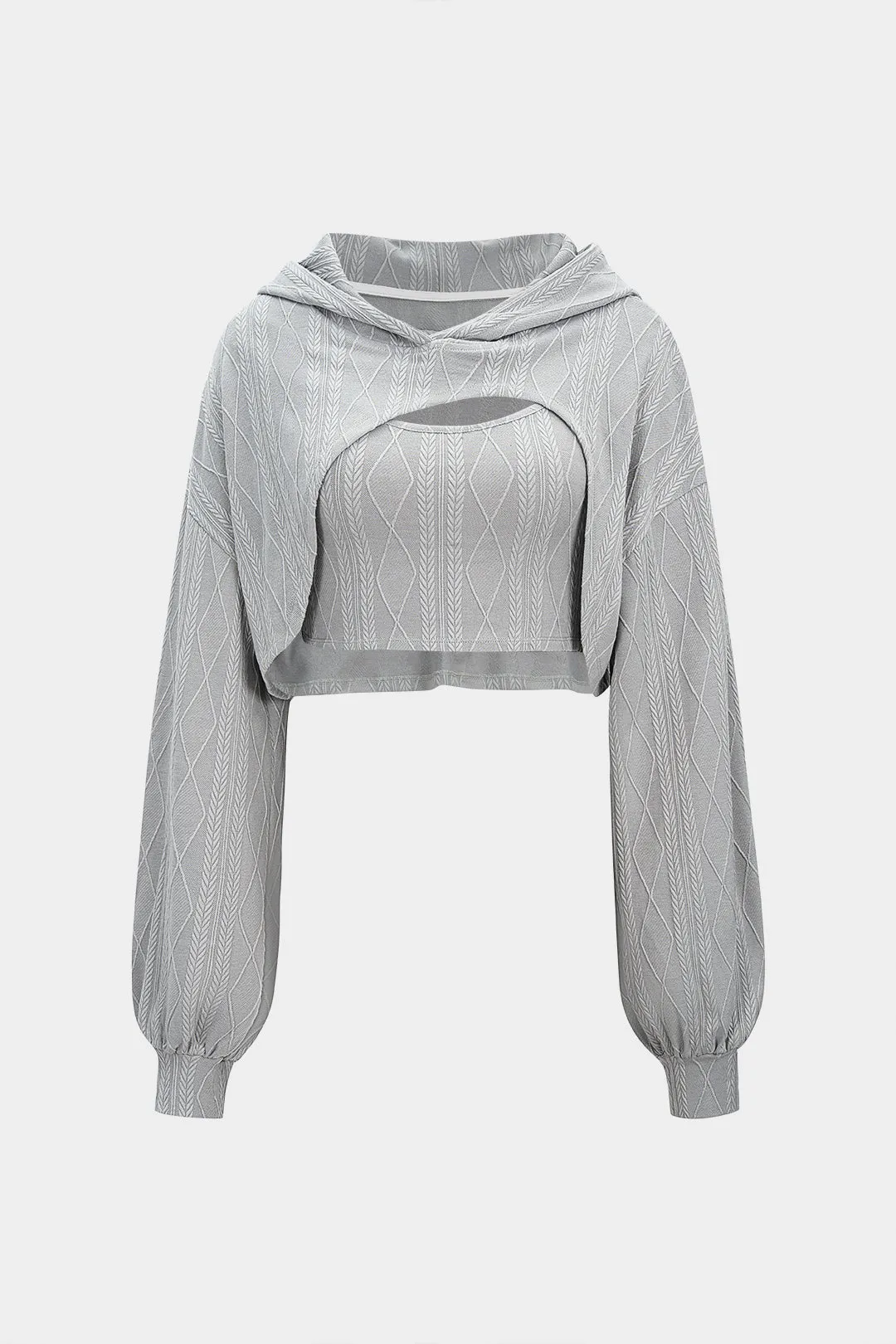 Jacquard Ruched Asymmetrical Hoodie sold by Micas