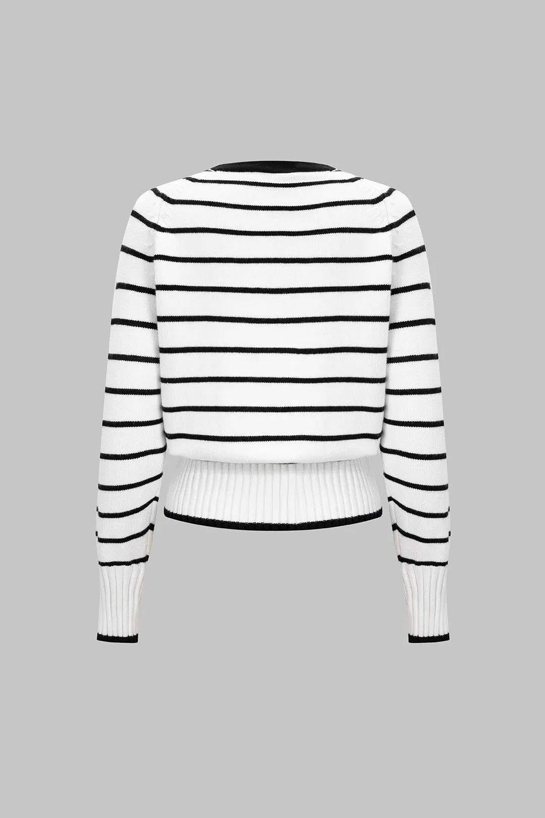 Knit Contrast Stripes Print V-Neck Button Cardigan sold by Micas product image thumbnail 5