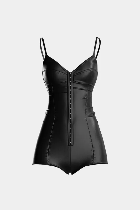 Faux Leather Slip Sleeveless Bodysuit sold by Micas