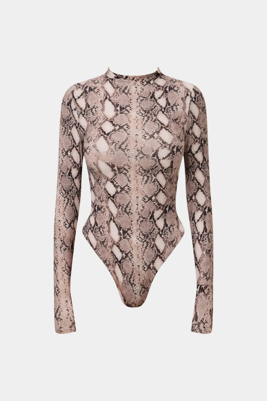 Snake Skin Print High Neck Long Sleeve Bodysuit sold by Micas