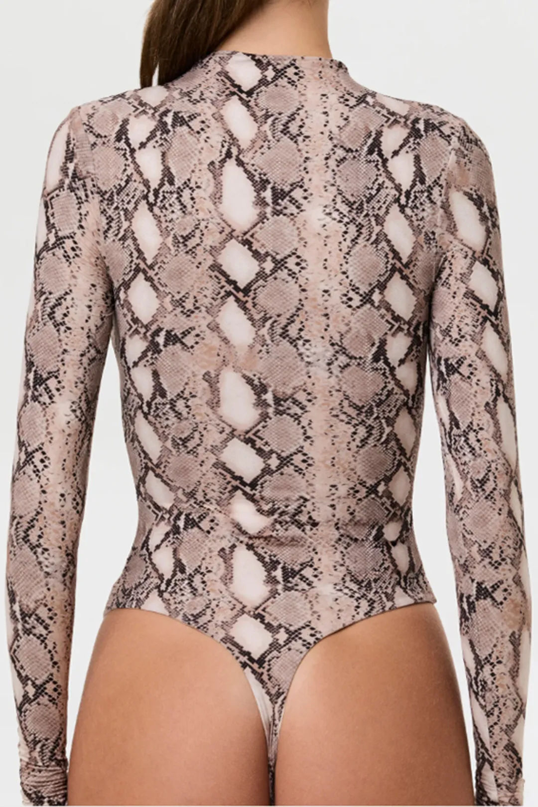 Snake Skin Print High Neck Long Sleeve Bodysuit sold by Micas product image thumbnail 2