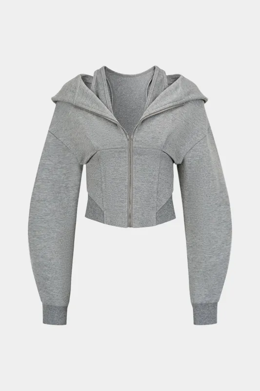 Solid Zipper Long-Sleeve Hoodie sold by Micas