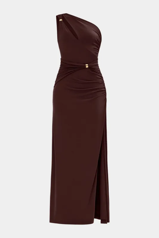 One Shoulder Ruched Hollow Out Side Slit Sleeveless Maxi Dress sold by Micas