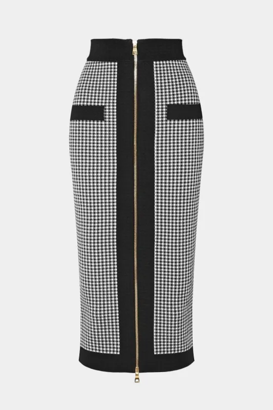 Retro Plaid Print Patchwork Zipper Skirt sold by Micas