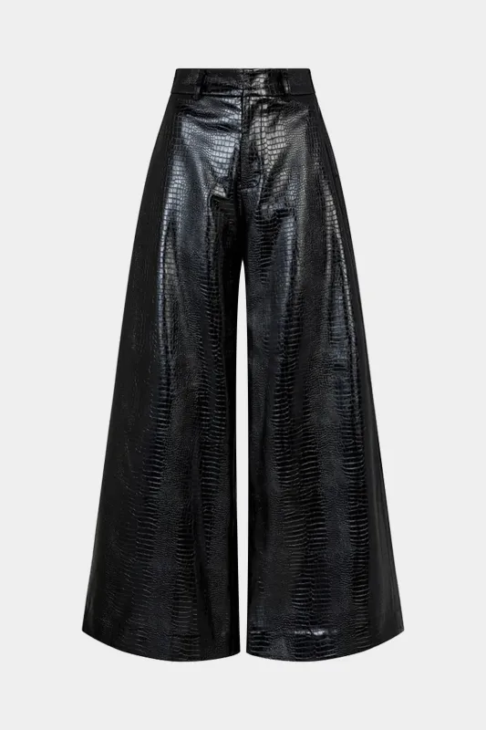 Crocodile Print Faux Leather High Waist Pants sold by Micas