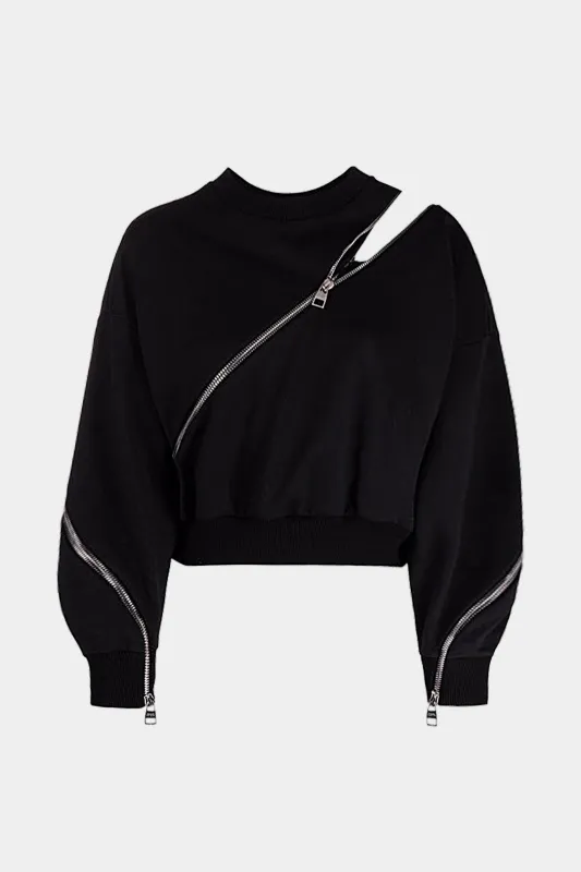 Plus Size Zipper Detail Long Sleeve Sweatshirt sold by Micas