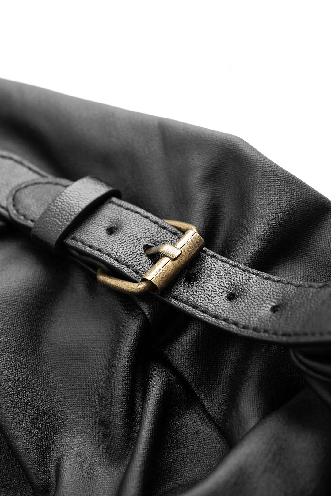 Faux Leather Quilted Patchwork Off Shoulder Long-Sleeve Shirt sold by Micas product image thumbnail 3