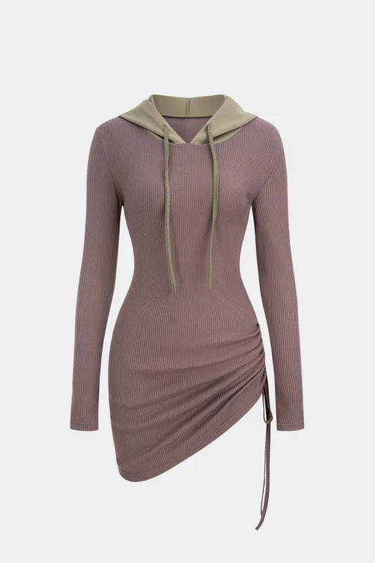 Drawstring Ruched Asymmetrical Hem Long-Sleeve Top sold by Micas