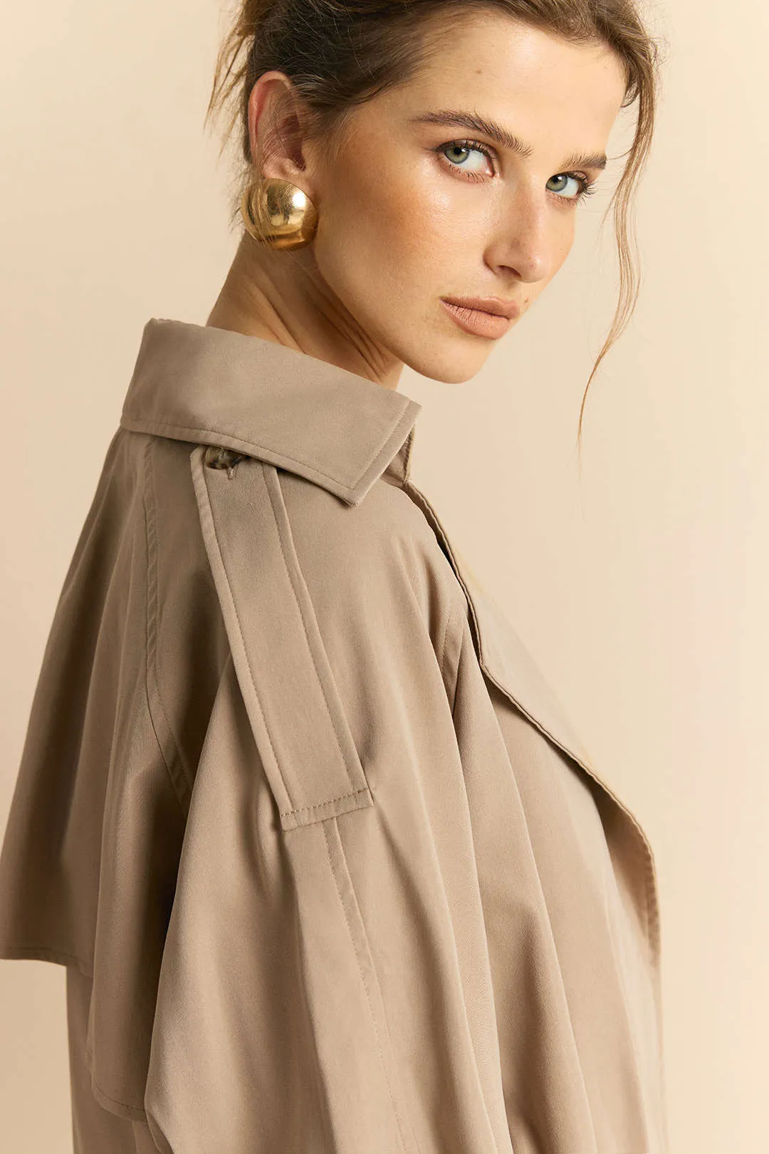 Notched Lapel Button Belts Cropped Jacket sold by Micas product image thumbnail 3