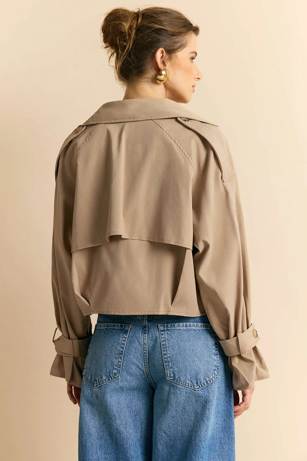 Notched Lapel Button Belts Cropped Jacket sold by Micas product image thumbnail 4