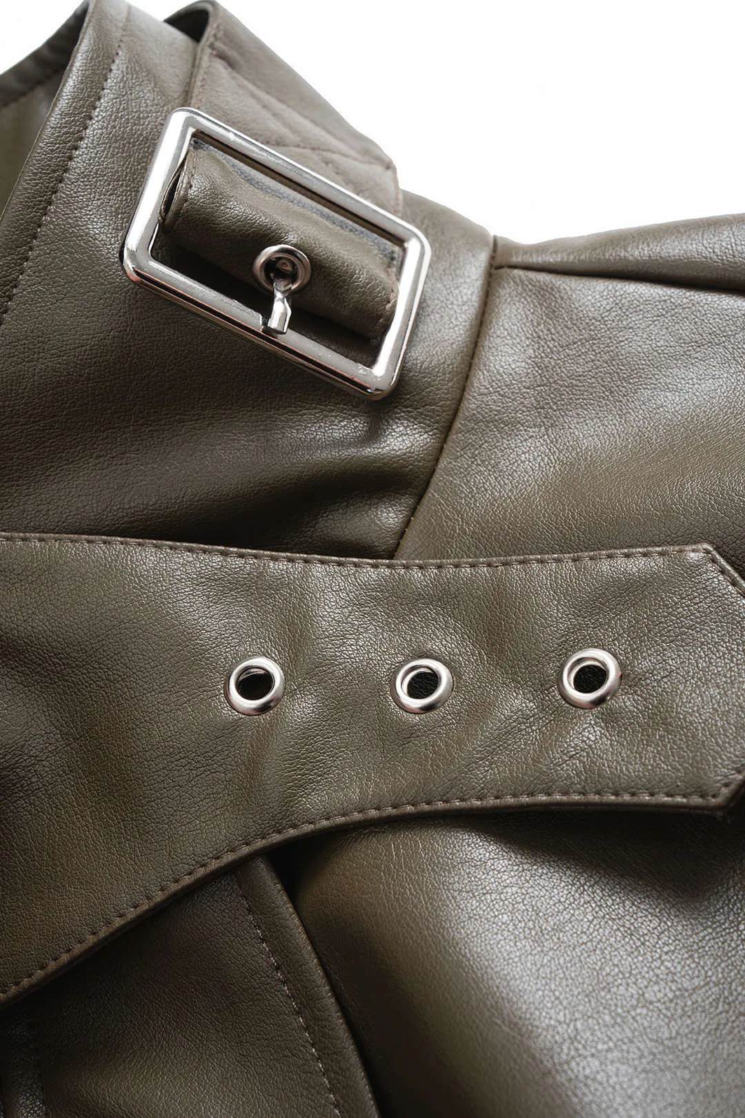 Faux Leather Stand Collar Zipper Jacket sold by Micas product image thumbnail 4